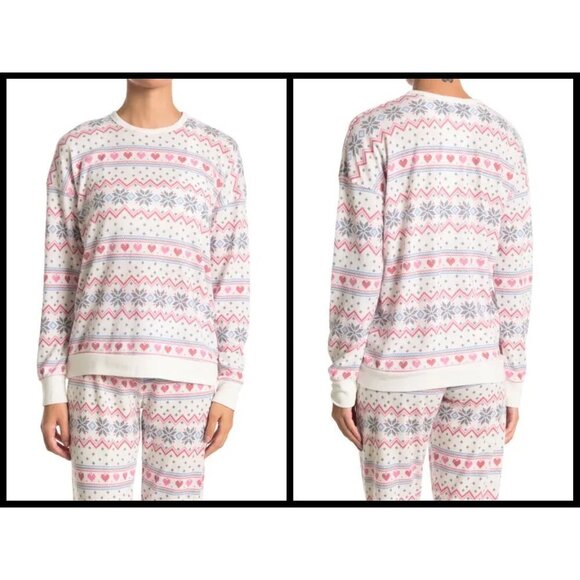 💕PJ SALVAGE💕 Fair Isle Long Sleeve Pajama Top L